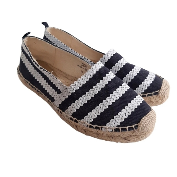 Boden Shoes - BODEN Violette Canvas Espadrilles UK Size 5 EU 38 Navy And Ivory Worn Once